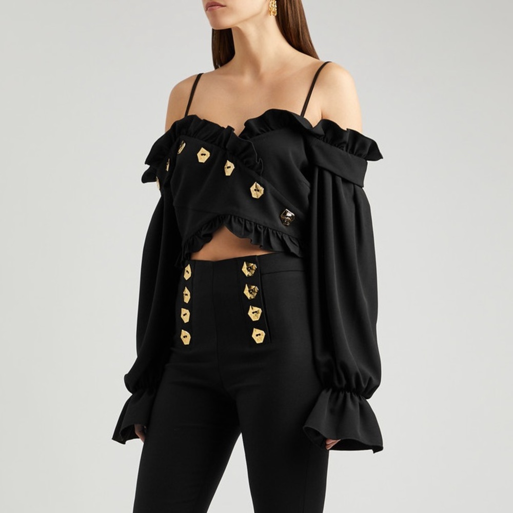 Violante Nessi Caterina off the shoulder ruffle top NWT